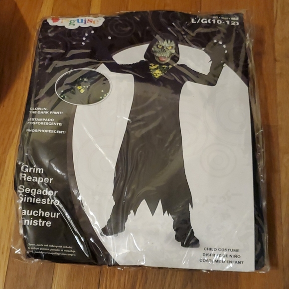 Childrens "Grim Reaper" Costume With Glow-In-The-Dark Print - Picture 1 of 4